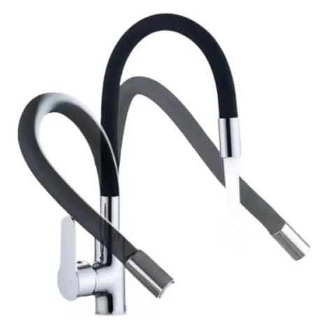 Spültischarmatur mit flexiblem Auslauf, Küchenarmatur, Küchenmischer 360° drehbar, Schwarz (1/5)