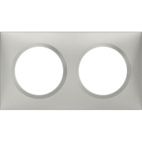 Legrand – Plaque carrée dooxie 2 postes – Finition effet aluminium – Rattrapage négatif -1,25mm et positif +1,5mm