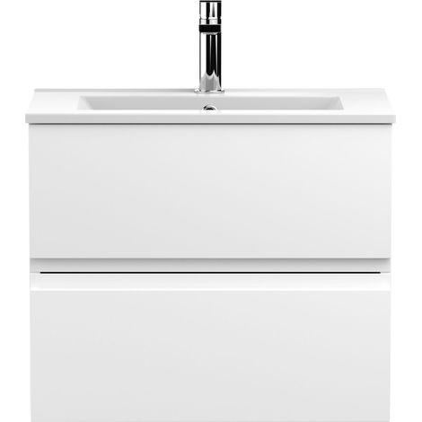 Hudson Reed Urban Wall Hung 2-Drawer Vanity Unit with Basin 2 Satin White - 600mm Wide (1/5)