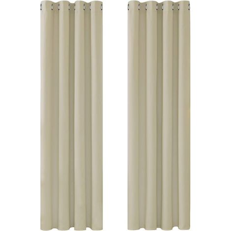 Thermal Insulated Blackout Curtains, Curtains for Living Room and Bedroom, Modern Eyelet Design, 132x160 CM (Width x Height), Dark Beige, 2 Pieces OXAVA5CN2V (1/5)