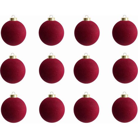 Boule De Noël - Boule Flocée 8,3 Cm - Décoration Arbre De Noël Intérieur Extérieur - Lot De 12 Pièces (1/2)