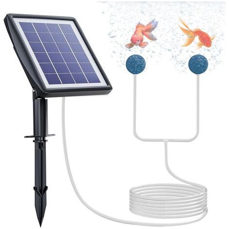 Aérateur de bassin solaire 2200 mAh – Pompe à oxygène avec batterie solaire – 2 modes de gazéification pour bassin extérieur et hydroponie (1/5)