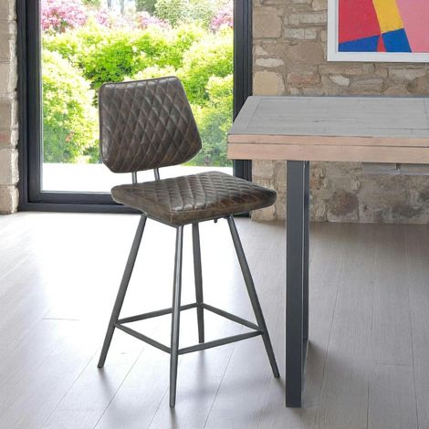 Chaise de bar industrielle marron SALERNE (1/5)