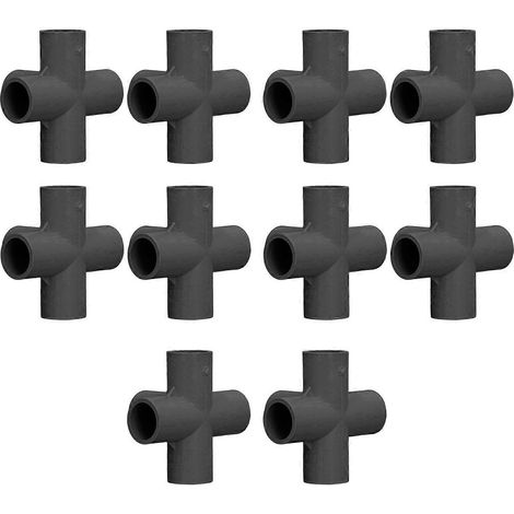 10 Stück PVC-Rohrverbinder 20 mm 5-Wege rechtwinklig 3D-Winkelrohrverbinder für Möbel Schwarz