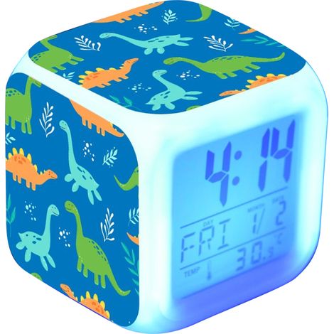Réveil LED Enfant - Horloge Numérique avec Affichage Température - Fonction Alarme et Snooze - Lumière RGB Changeante - Design Dinosaure - 1 Pièce (1/5)