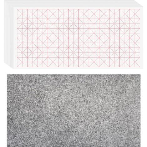 100 Feuilles Papier de Xuan pour calligraphie chinoise 66 × 33cm tapis en feutre 68 × 50cm papier‑riz quadrillé d'entraînement à l'écriture chinoise au pinceau (chaque case : 7.5 cm) (1/5)