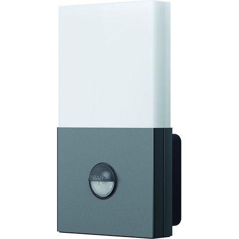 Applique murale LED Osram, Noxlite, grise, capteur de lumière du jour, détecteur de mouvement, éclairage extérieur, 6 watts, blanc chaud 3000 K (1/2)