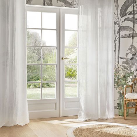 Voilage fluide et léger "Paxta" 135 x 240 cm Atmosphera - Blanc - Blanc -
