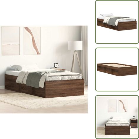 Listones de madera - vidaXL Estructura de cama roble marrón 90x190 cm - Almacenamiento extra