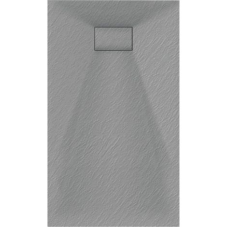 Luxury 800 x 1800mm Low Profile Textured Shower Tray and Waste - Grey (1/2)