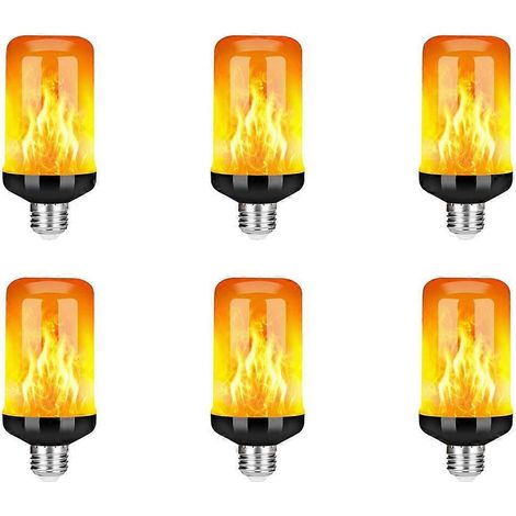 Lot de 6 ampoules LED effet flamme E27, ampoules décoratives à effet flamme réaliste, décorations de fête (1/5)