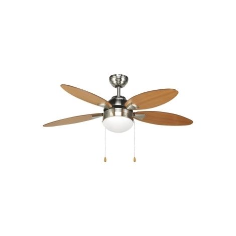 Ventilatore da soffitto con 4 pale in legno noce scuro 1 lampada - Mod. Galileo Galilei