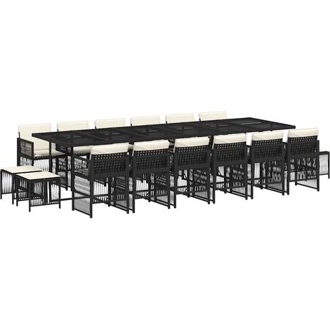 Maison Exclusive - Ensemble à manger de jardin 17 pcs coussins noir résine tressée (1/5)