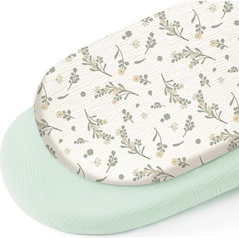 Sábana bajera de gasa de algodón para cuna de bebé, funda para cuna de recién nacido - verde claro (1/5)