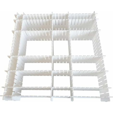 Organisateur de Tiroir, 12 Unité(s), Grille Diviseur de tiroir, Réglable, Séparateurs de Tiroir en Plastique pour sous-vêtements, Chaussettes, Ceintures, Fournitures de Bureau (Blanc) (1/5)