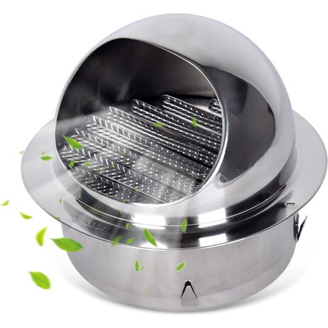 Grille d'aération de 150 mm, protection anti-pluie ronde en acier inoxydable, grille d'aération de salle de bain