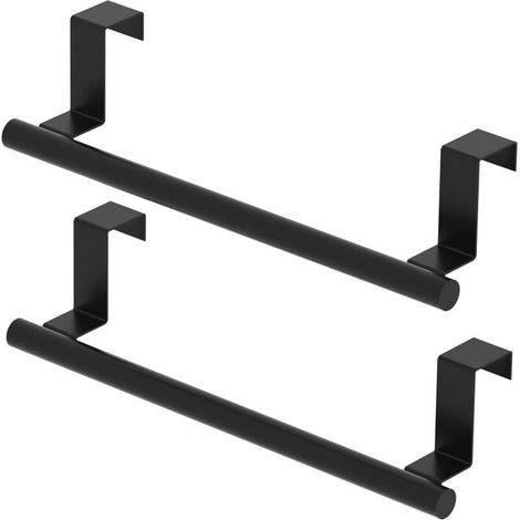 Porte Serviettes Armoire Cuisine En Acier Inoxydable Noir Mat Fixation Porte Placard Lot De 2 (1/4)