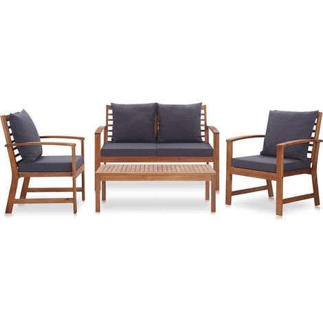 Maison Exclusive - Garten-Lounge-Set mit Auflagen 4-tlg. Massivho (1/5)