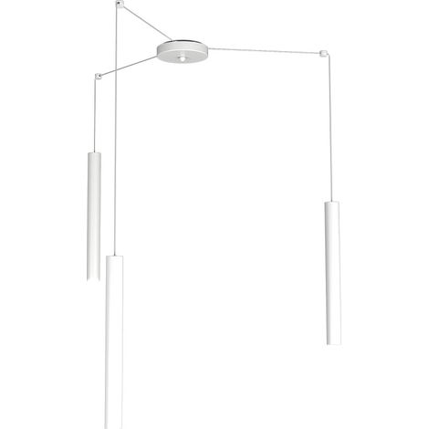 Sospensione Moderna Round Tube Metallo Bianco 3 Luci Gu10 (1/4)