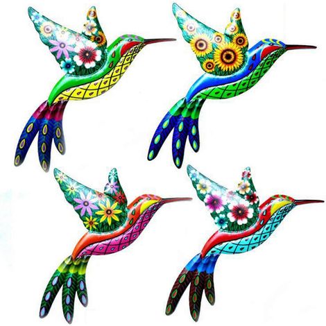 Metall-Kolibri-Wanddeko, Metallvogel-Wandskulptur für den Außenbereich