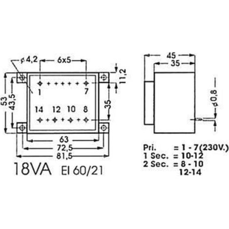 Transformateur - 230 V AC Vers 12 V AC - 18 VA - Pour Alimentation Équipements Électriques - 1 Pièce (1/3)