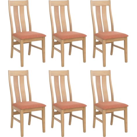 6er-Set Esszimmerstuhl HHG-675, Küchenstuhl Lehnstuhl Stuhl, Stoff/Textil Massiv-Holz helles Gestell, terrakotta (1/5)