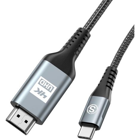 4K Câble USB C vers HDMI 4M, Câble USB Type C vers HDMI,Thunderbolt 3/4/5 Compatible avec i Phone 17 16 15 Pro/Max,Galaxy S26/S25/S24/S23/S22/S21/S20,MacBook/Air,iPad Air,iPad Pro,iMac,XPS (1/5)