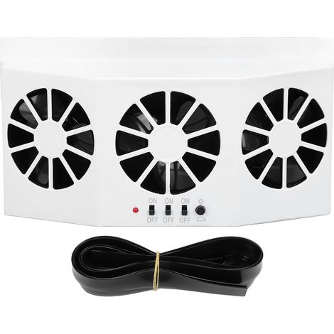 Ortviai Ventilateur d’Échappement Solaire pour Voiture – 3 Ventilateurs Blancs, Refroidissement & Aération Auto (1/5)
