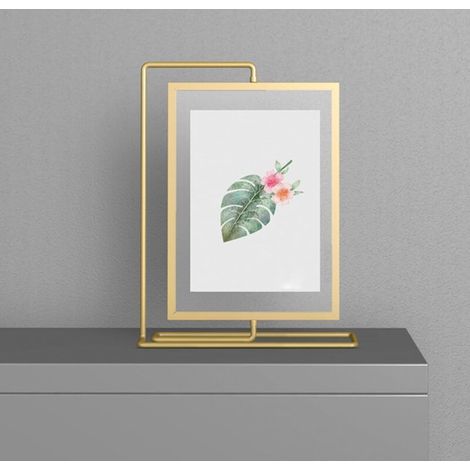 Cadre photo, cadre photo doré, affichage de table pour photo 5x7, 4x6, 6x8, cadre photo rotatif en métal avec plexiglas transparent pour affichage vertical (vert vertical) (1/5)