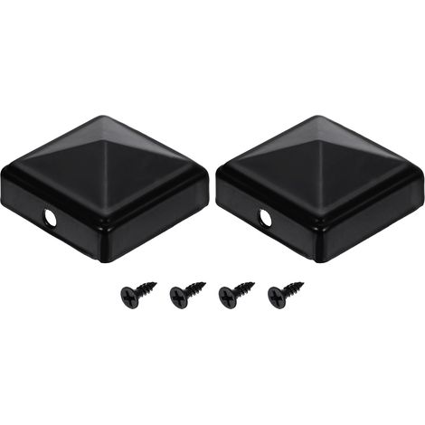2Pcs Caps Pour Poteaux De Clôture, 40mm/1.57-inch Caps Carrés Pour Colonnes, Pyramidaux En Fer Imperméables Avec Vis Clôtures Métalliques Ou En Bois, Boîtes Aux Lettres. (1/5)
