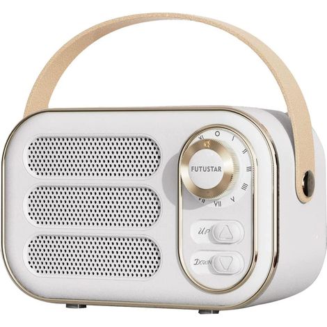 Retro-Bluetooth-Lautsprecher, tragbarer, tragbarer Vintage-Lautsprecher mit hoher Lautstärke, unterstützte TF-Karte, USB-Stick, Aux-Eingang, alter Stil, für Küche, Schlafzimmer, Büro, Büro (weiß)