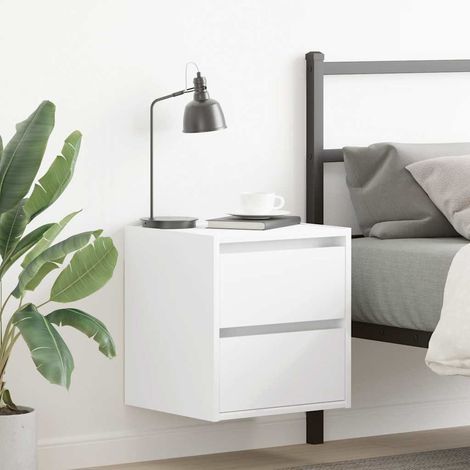 Mesillas de noche de pared 2 uds-Mesita de noche-Mesapara Dormitorio blanco 38x34x40 cm 554950 (1/5)