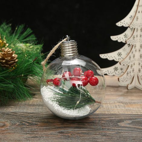 Lot de 6 boules de Noël sphériques transparentes à LED sur le thème de Noël (colorées) (1/5)