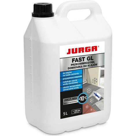 Jurga Fast GL 5L, additivo liquido invernale per adesivi cementizi fino a -10°C. (1/2)