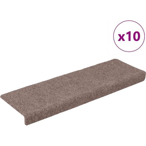 Maison Exclusive - Tapis d'escalier autocollants 10 pièces 65 x 21 x 4 cm marron clair Bord rectangulaire