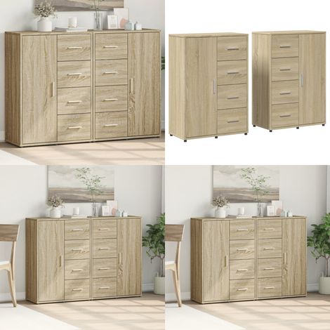 Sideboards 2 Stk. Sonoma-Eiche 60x31x84 cm Holzwerkstoff - Sideboard - Wohnzimmermöbel - Möbelkauf - Holz Sideboard - Eichefarben - Home & Living (1/5)