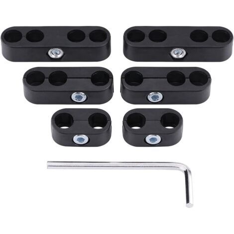 royaluxe-Diviseur de Séparateur de Fil Bougie d'Allumage de Trou 7mm / 8mm Kit de Supports de Fils pour Fils d'Allumage 2 x 4 Trous, 2 x 3 Trous, 2 x 2 Trous (Black)