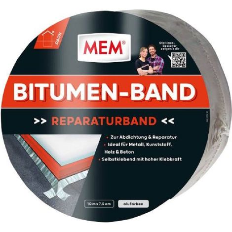 MEM Bitumen-Band 10,0 m x 7,5 cm Alufarben Dichtungsband aluverstärkt (1/9)
