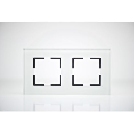 Plaque de finition verre blanc 2 postes 84x159x10mm (1/2)