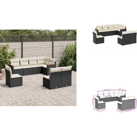 8-tlg. Garten-Sofagarnitur mit Kissen Schwarz Poly Rattan - Gartenmöbel - Rattan Möbel - Outdoor Sofa - Lounge Set - Esszimmergarnitur (1/3)