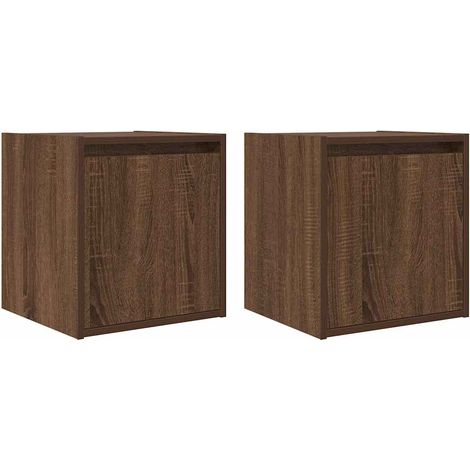 Maison Exclusive - Mesillas de noche de pared 2 uds roble marrón (1/5)