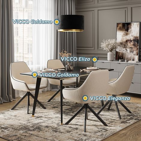 Lounge chair Eleganza, Beige, Set di 2, Vicco