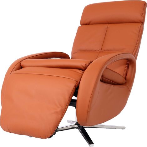 Fauteuil de relaxation fauteuil tv avec accoudoirs fonction inclinable rotatif en cuir marron terre cuite 040006832 (1/5)