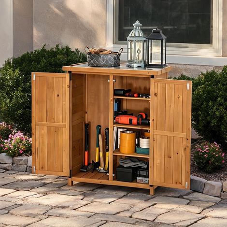 Meuble de jardin en bois massif 75 x 40 x 90 cm (1/5)