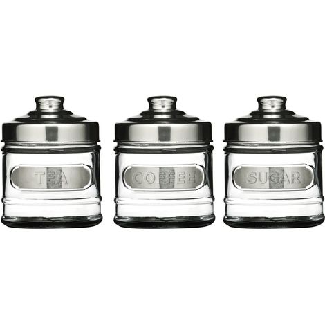 Premier Housewares Tea Coffee and Sugar Aluminium Lid Jar Set