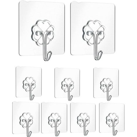 Selbstklebende Wandhaken, 9er-Pack, maximale Traglast 8 kg, selbstklebende Wandhaken zum Aufhängen von Schlüsseln und Flaschenverschlüssen (1/5)