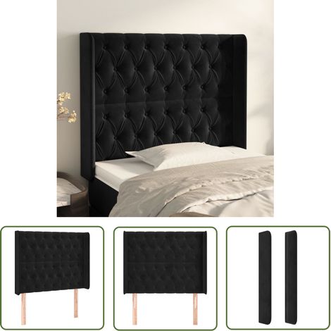 Tête de lit avec oreilles Panneau de lit pour Lit adult Décoration murale Noir 103x16x118/128 cm Velours XEJZT567174 (1/5)
