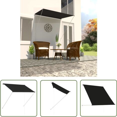 The Living Store Auvent rétractable 150x150 cm Anthracite - Auvent Retractable - Store Exterieur - Parasol Pliable - Protection Solaire - Abri Jardin (1/5)