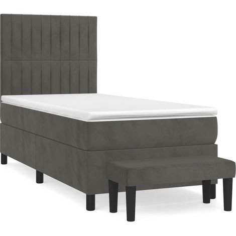 Maison Exclusive - Cama box spring con colchón terciopelo gris os (1/5)