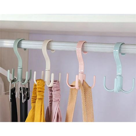 Multifunktionaler vierarmiger Wandhaken für Mäntel und Hüte, Wandhalterung für Taschen und Krawatten, bohrfreier Schalhalter, drehbar (1/5)